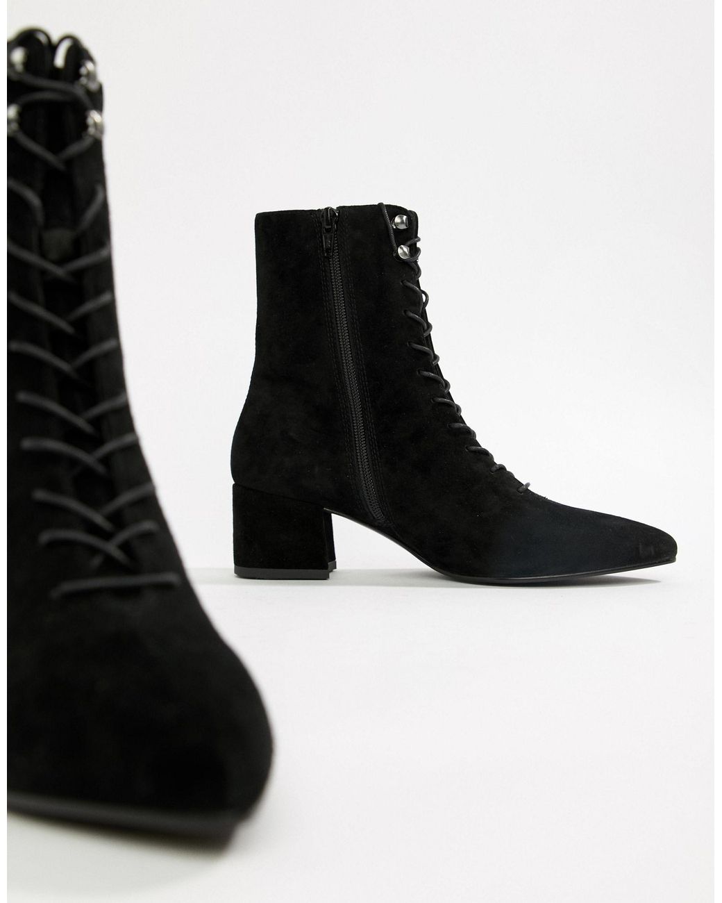 Mya - Stivali vittoriani stringati a puntaVagabond Shoemakers in Pelle  scamosciata di colore Nero | Lyst
