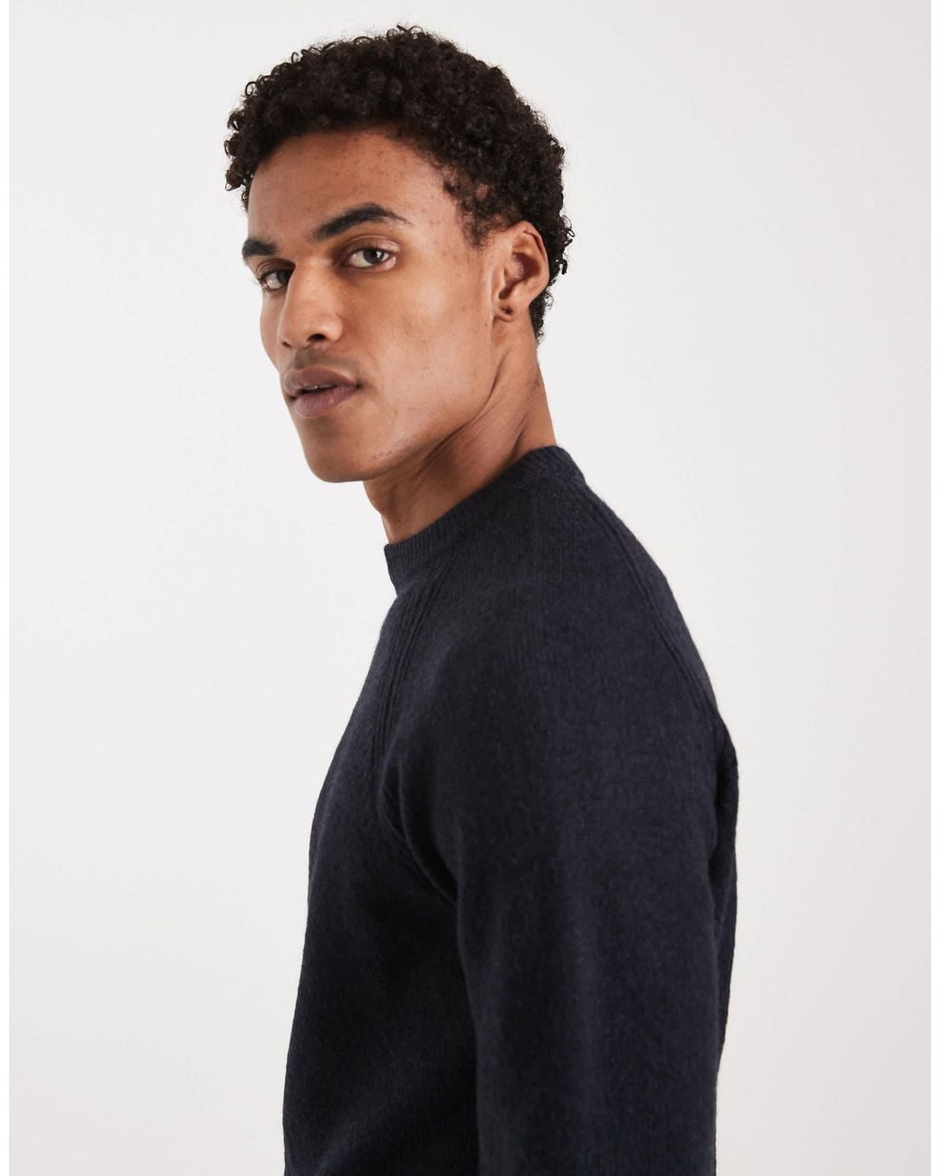 Threadbare Blue Knitted Crew Neck Jumper for men