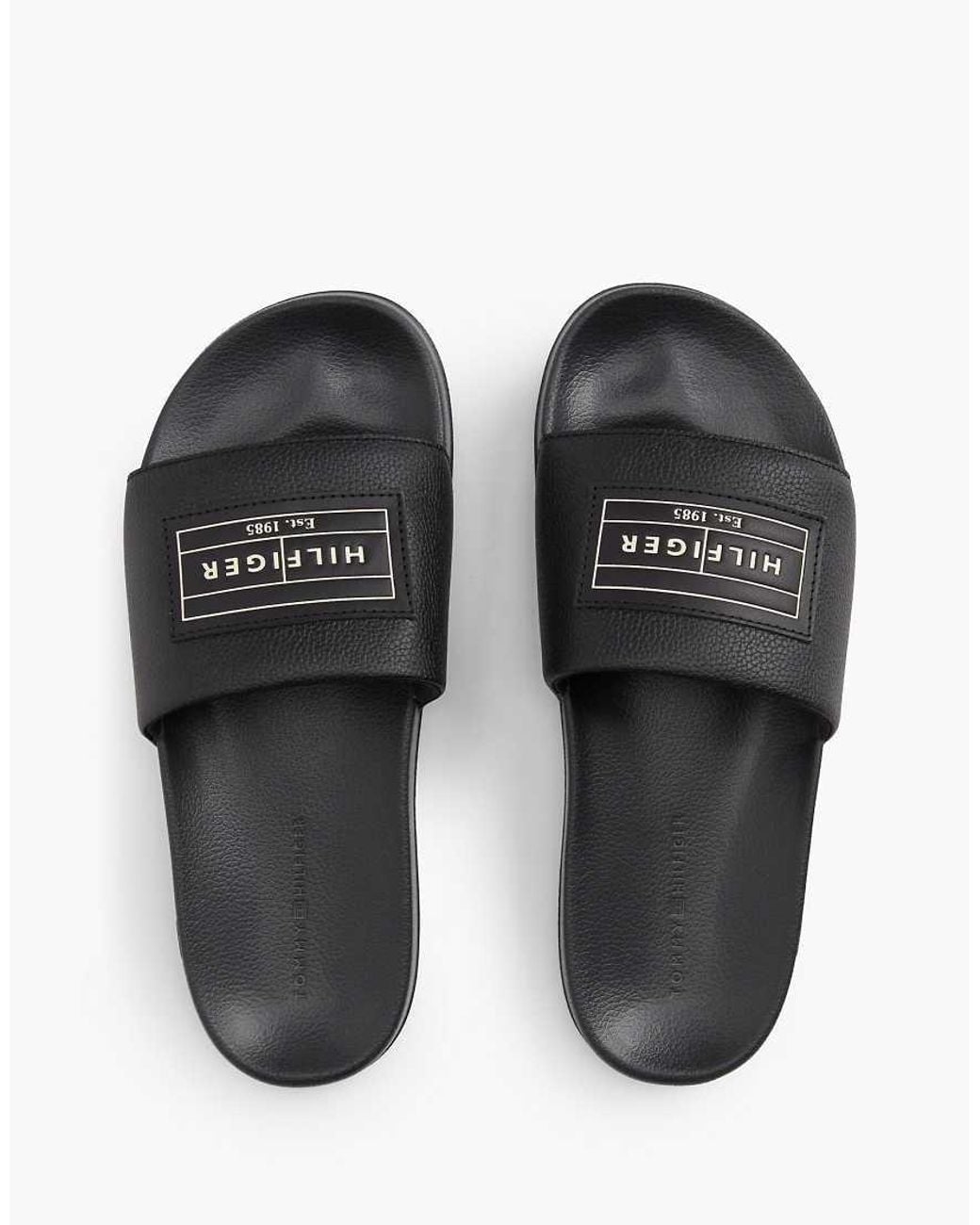 Tommy Hilfiger White Logo Patch Contoured Footbed Pool Slides for men