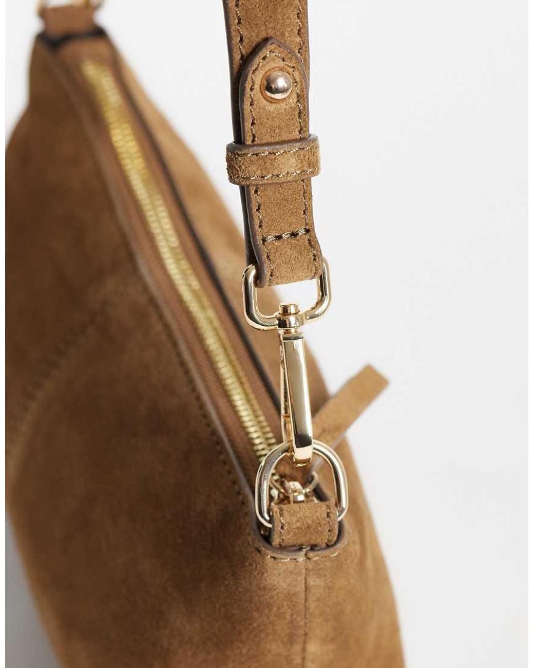Accessorize Brown Suede Handheld Shoulder Bag With Crossbody Strap