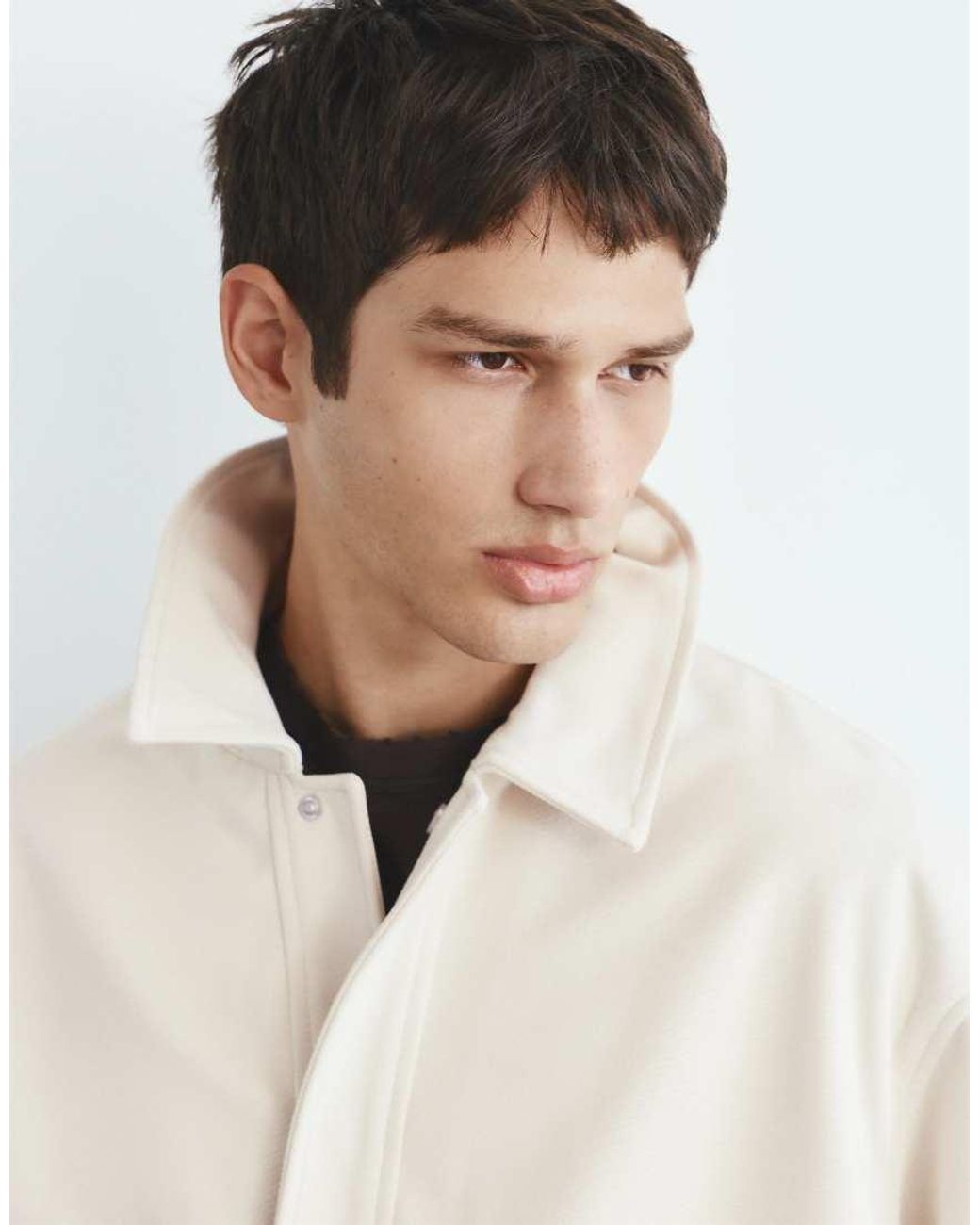Pull&Bear White Textured Jacket for men