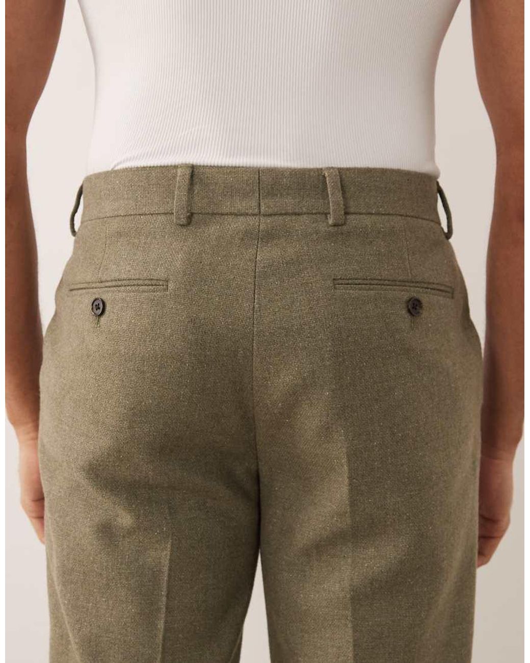 ASOS Natural Tailored Straight Leg Pants With Wool Blend for men