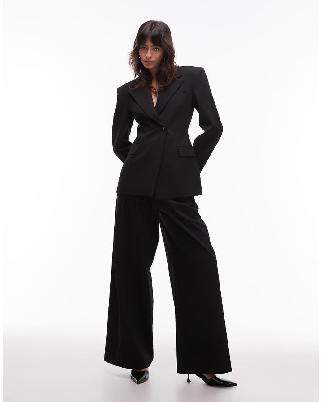 ASOS Black Tailored High Waist Pleat Front Trouser