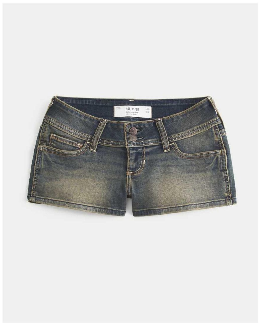 Hollister Blue Ultra Low-Rise Jean Shortie Shorts
