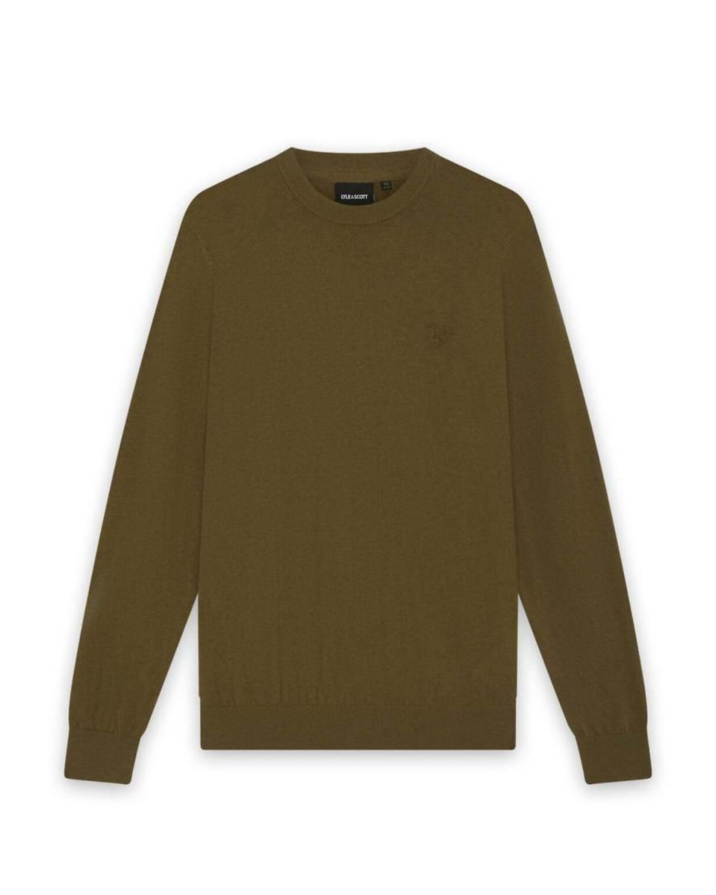 Lyle & Scott Green Mid Knits Tonal Eagle Lambswool Crew Neck Jumper for men