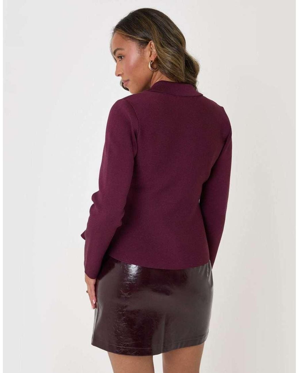 Threadbare Purple Compact Knit Peplum Cardigan