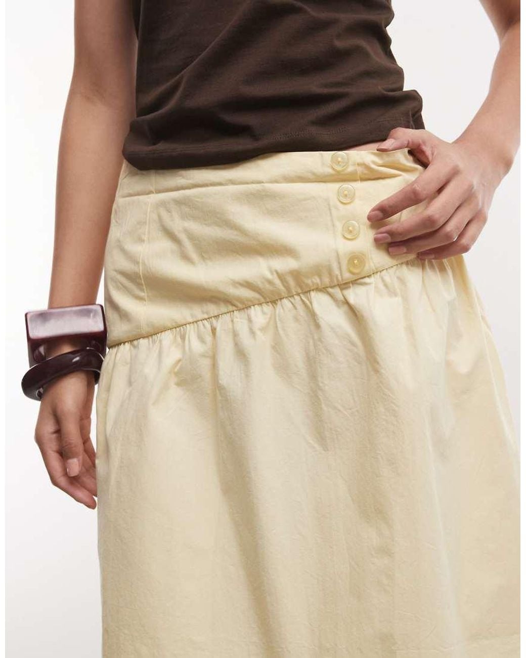 Reclaimed Vintage Natural Poplin Awkward Length Midi Skirt