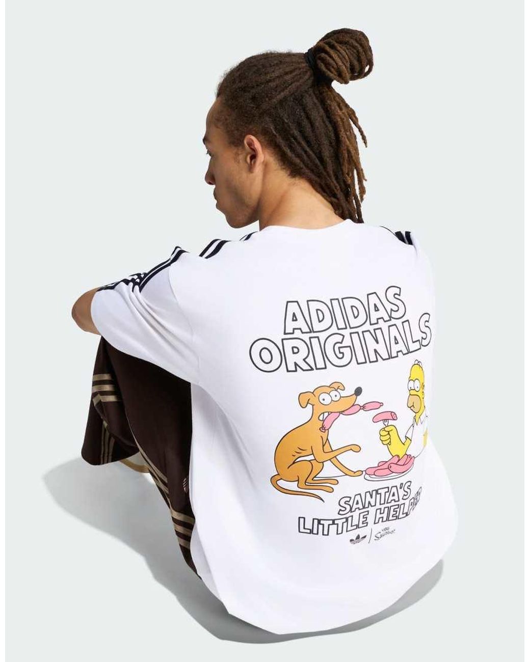Adidas Originals White Adidas Disney Little Santas Helper Graphic Oversized T-shirt for men