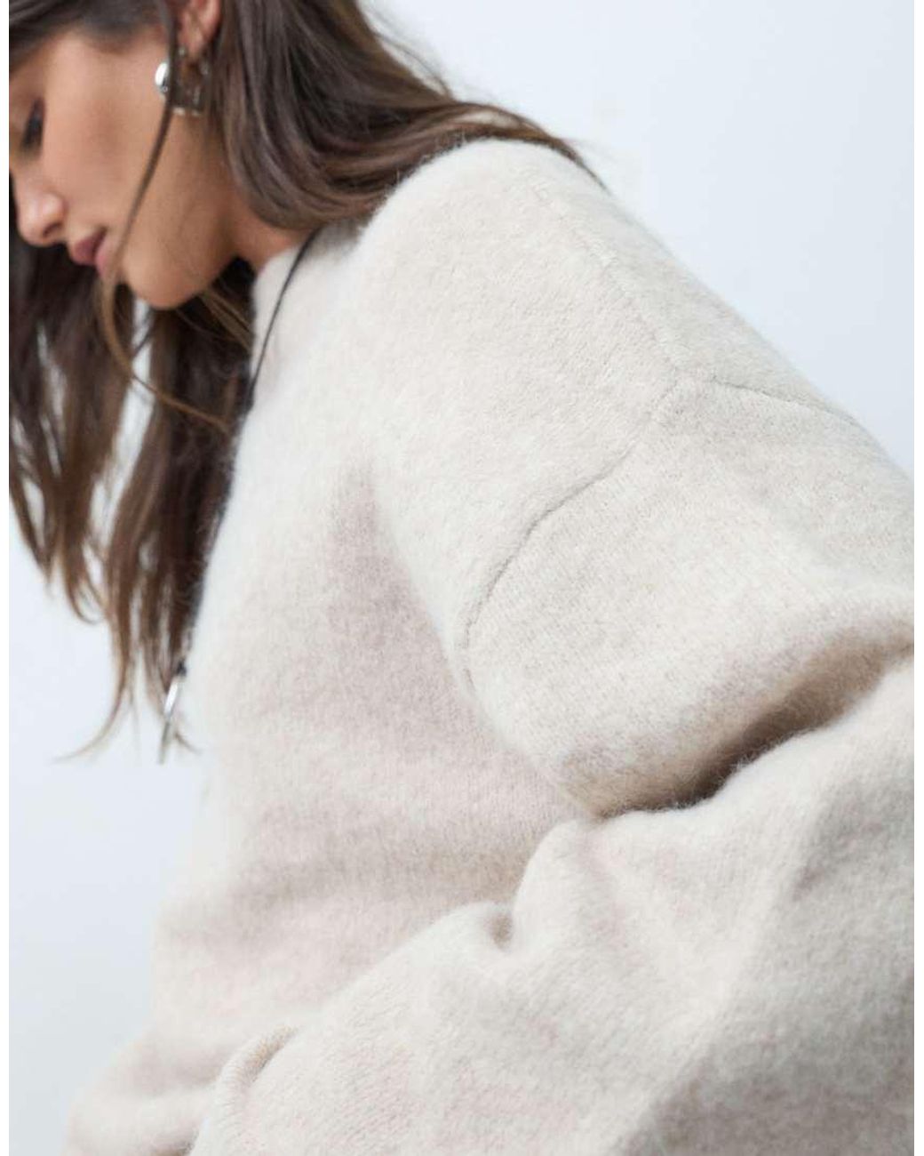 ASOS Gray Relaxed Fluffy Jumper With Wool