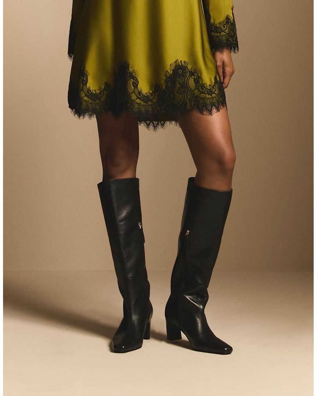 Nobody's Child Black Ottilie Real Leather Knee High Boots