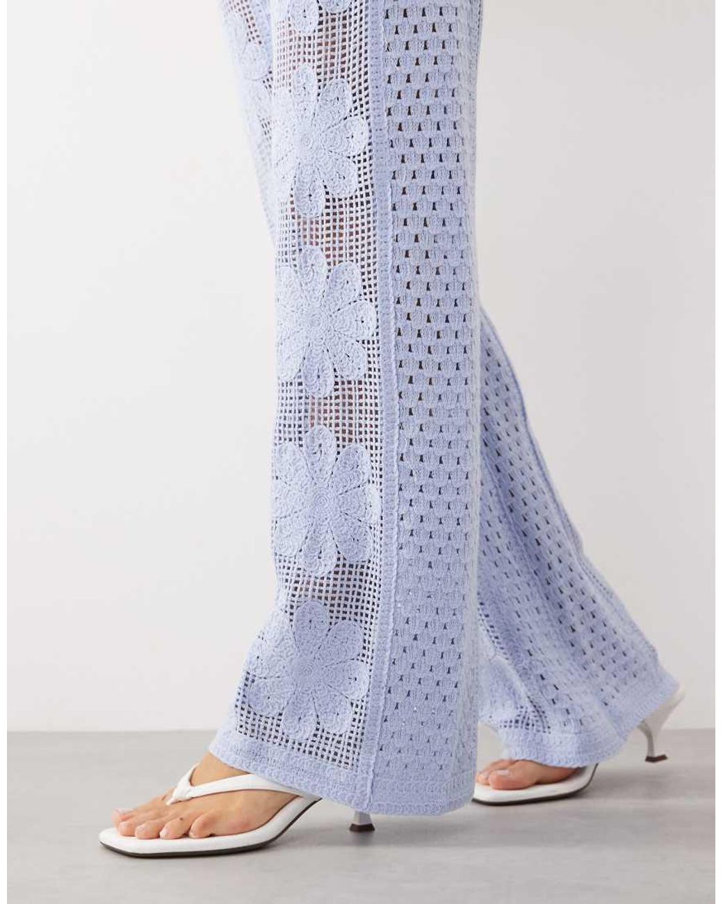 Mango Blue Daisy Knitted Trouser Co-ord