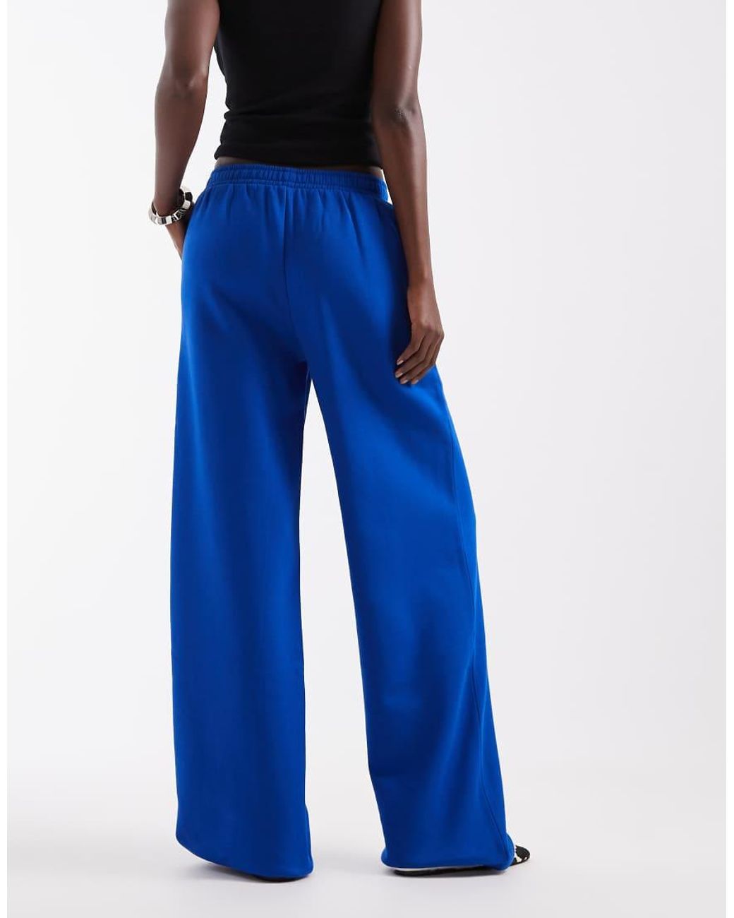 ASOS Blue Asos Design Tall Wide Leg Brushback Jogger