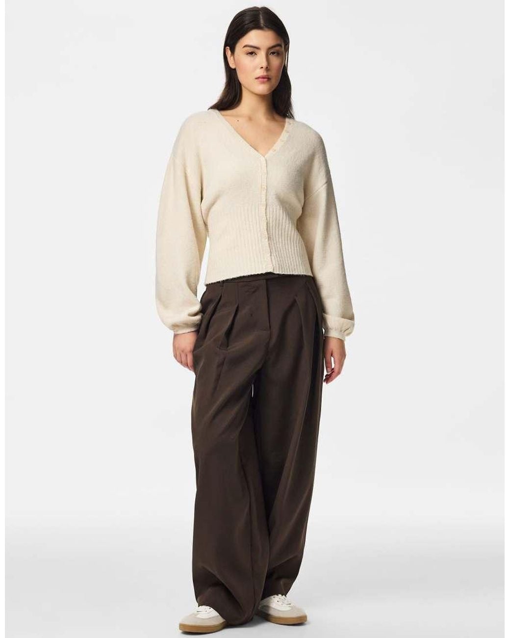 Pieces Natural Knitted Cardigan
