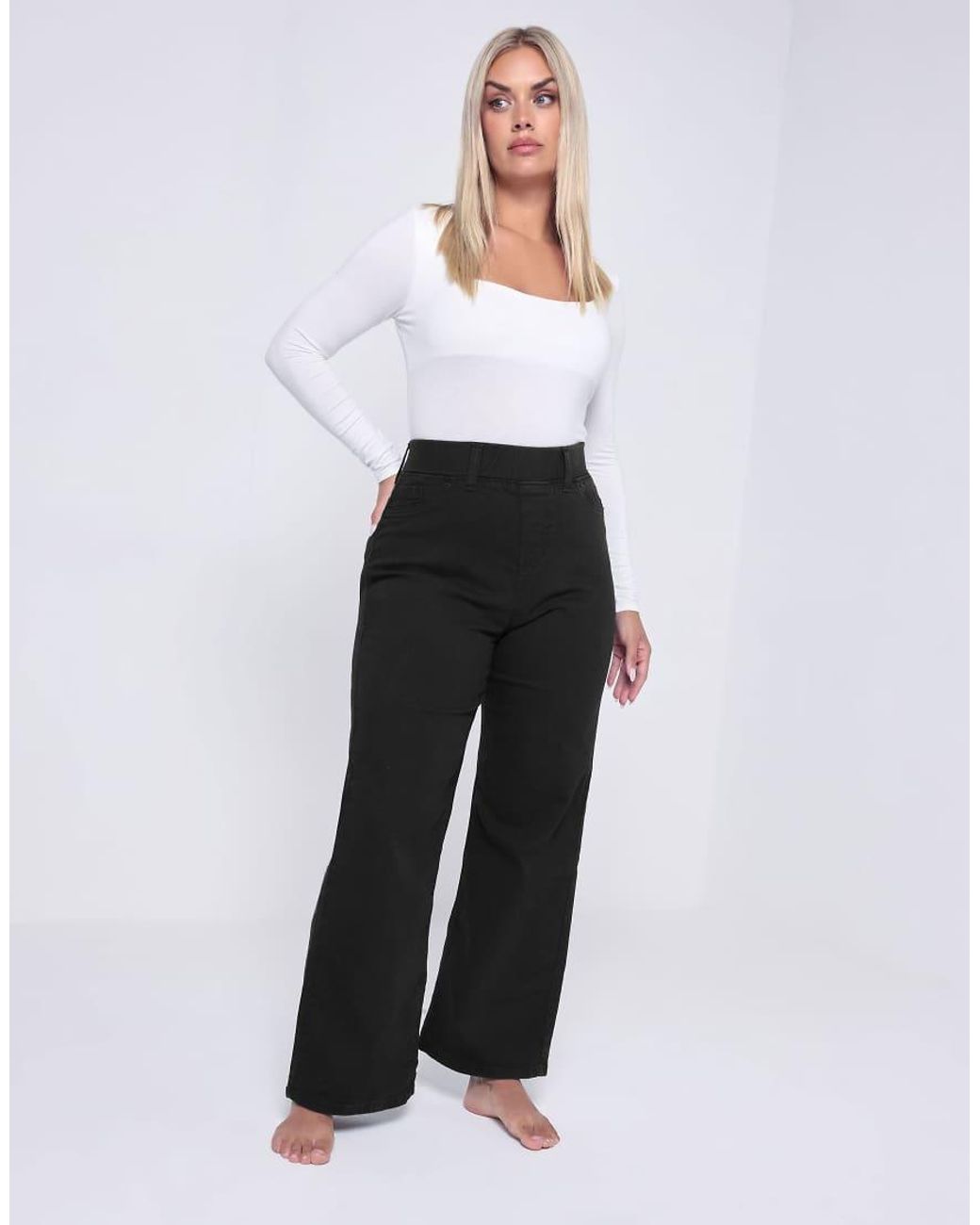 Yours Clothing Black Wide Leg Jeggings
