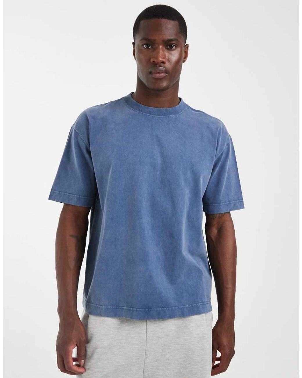 Hollister Blue Heavyweight Boxy T-shirt for men