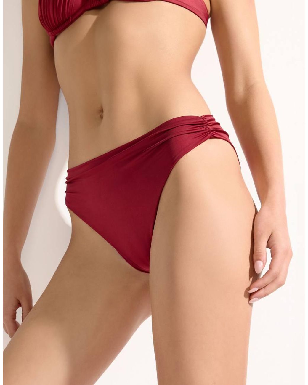 Calzedonia Red Bikini Bottoms Shiny Satin