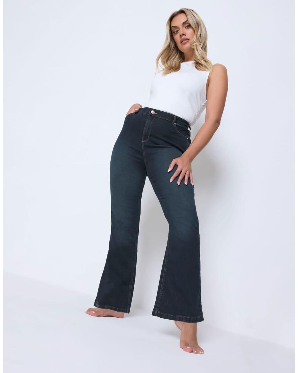 Yours Clothing Blue Bootcut Stretch Jeans