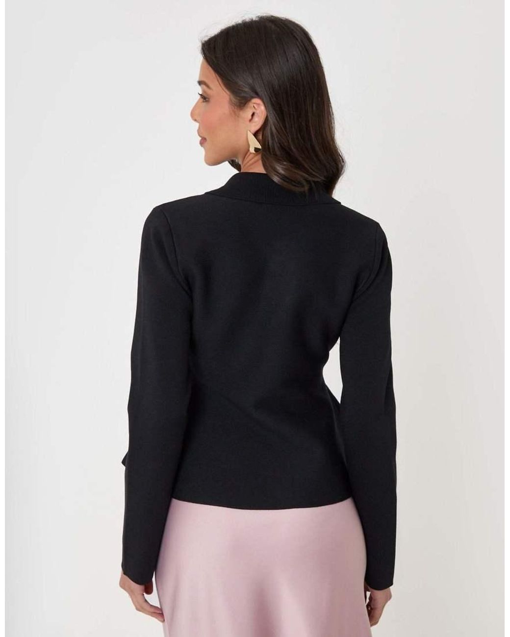 Threadbare Black Compact Knit Peplum Cardigan