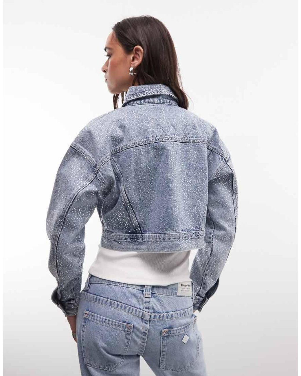 Courtside Blue Cropped Embellished Denim Jacket