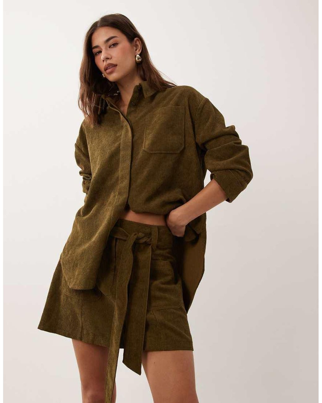 ASOS Natural Corduroy Mini Skirt