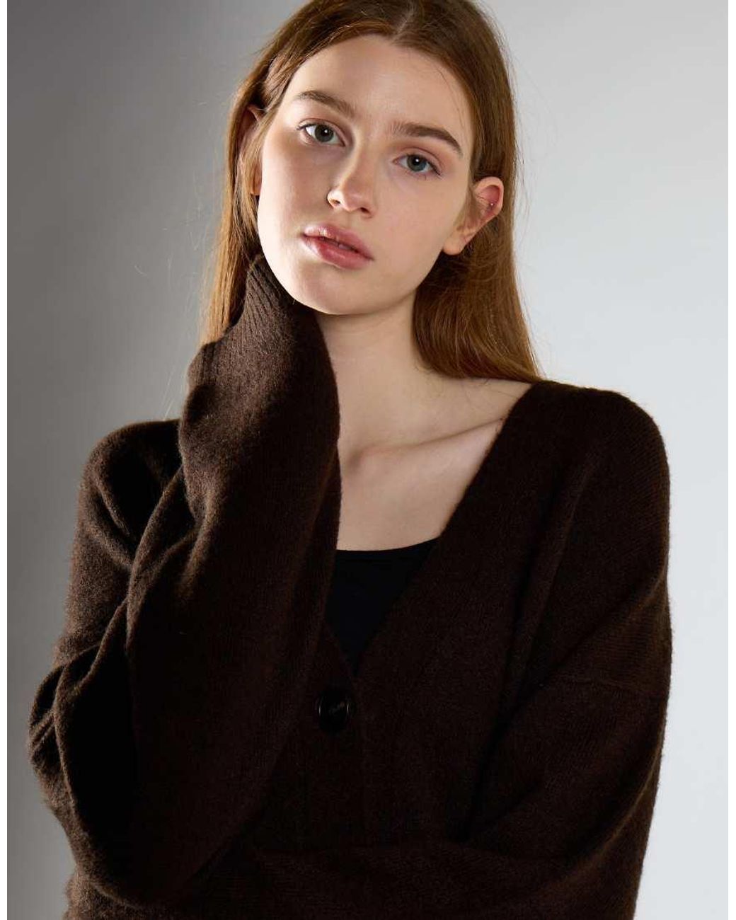 Glamorous Black Button-Front V-Neck Cardigan