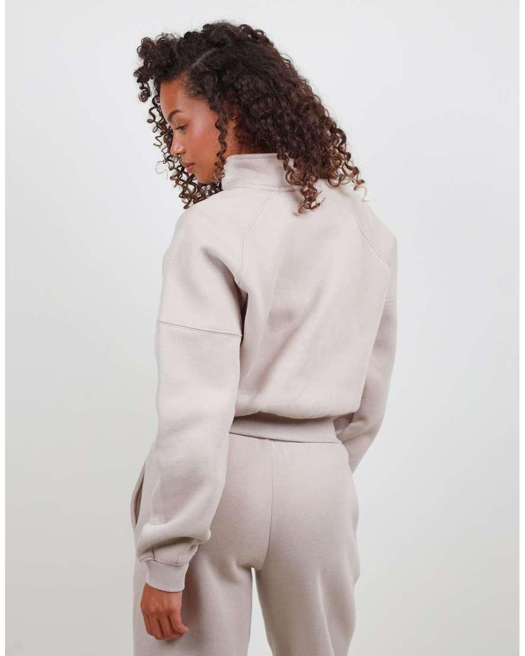 SIMMI Natural Half Zip Cropped Sweatshirt