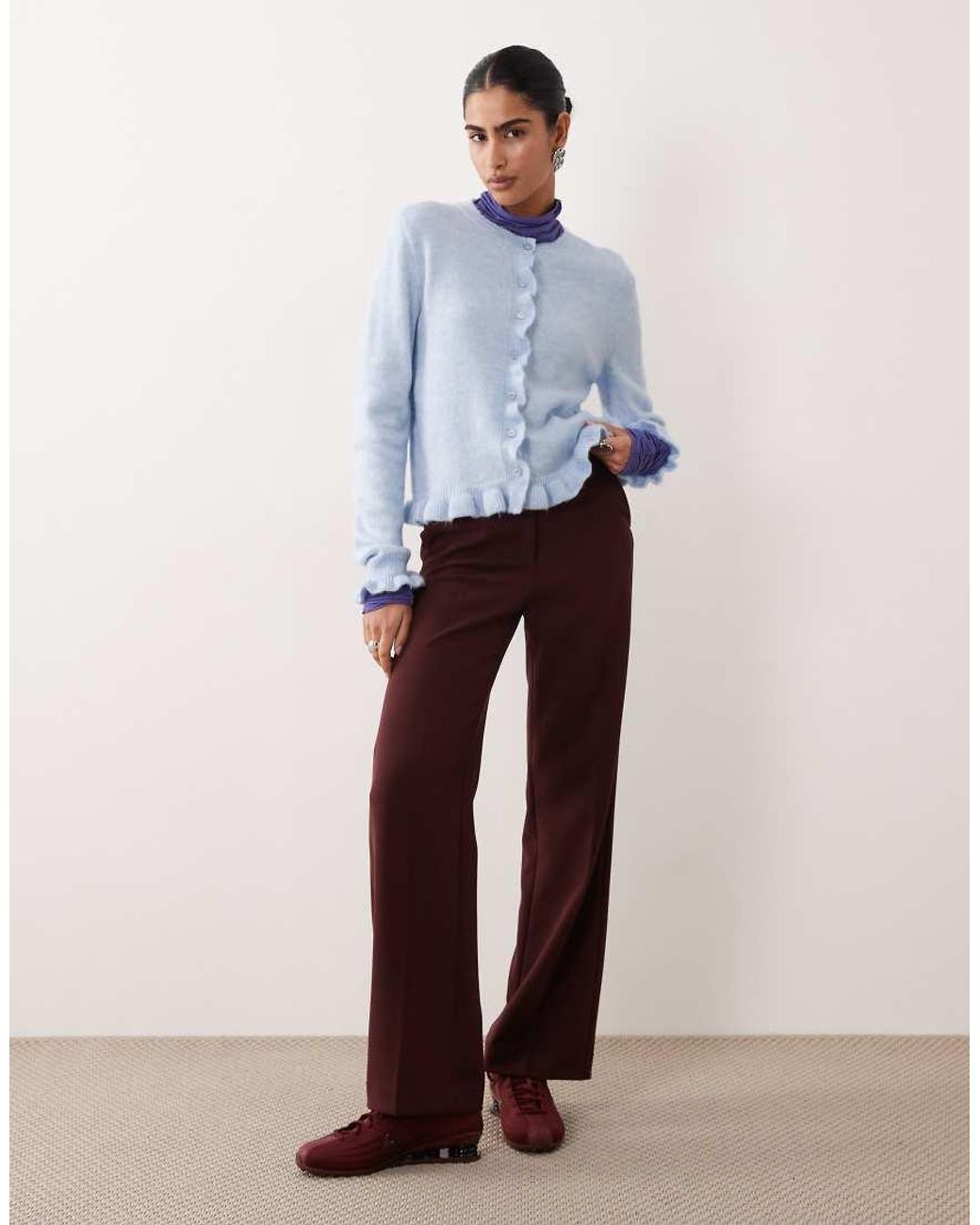Jdy Blue Frill Details Knitted Cardigan