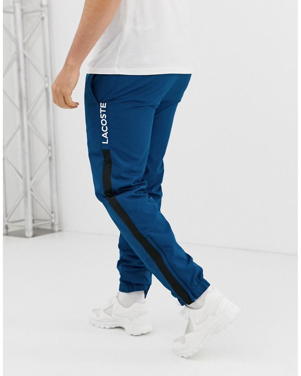 Lacoste Side Stripe jogging Bottoms in Blue for Men | Lyst