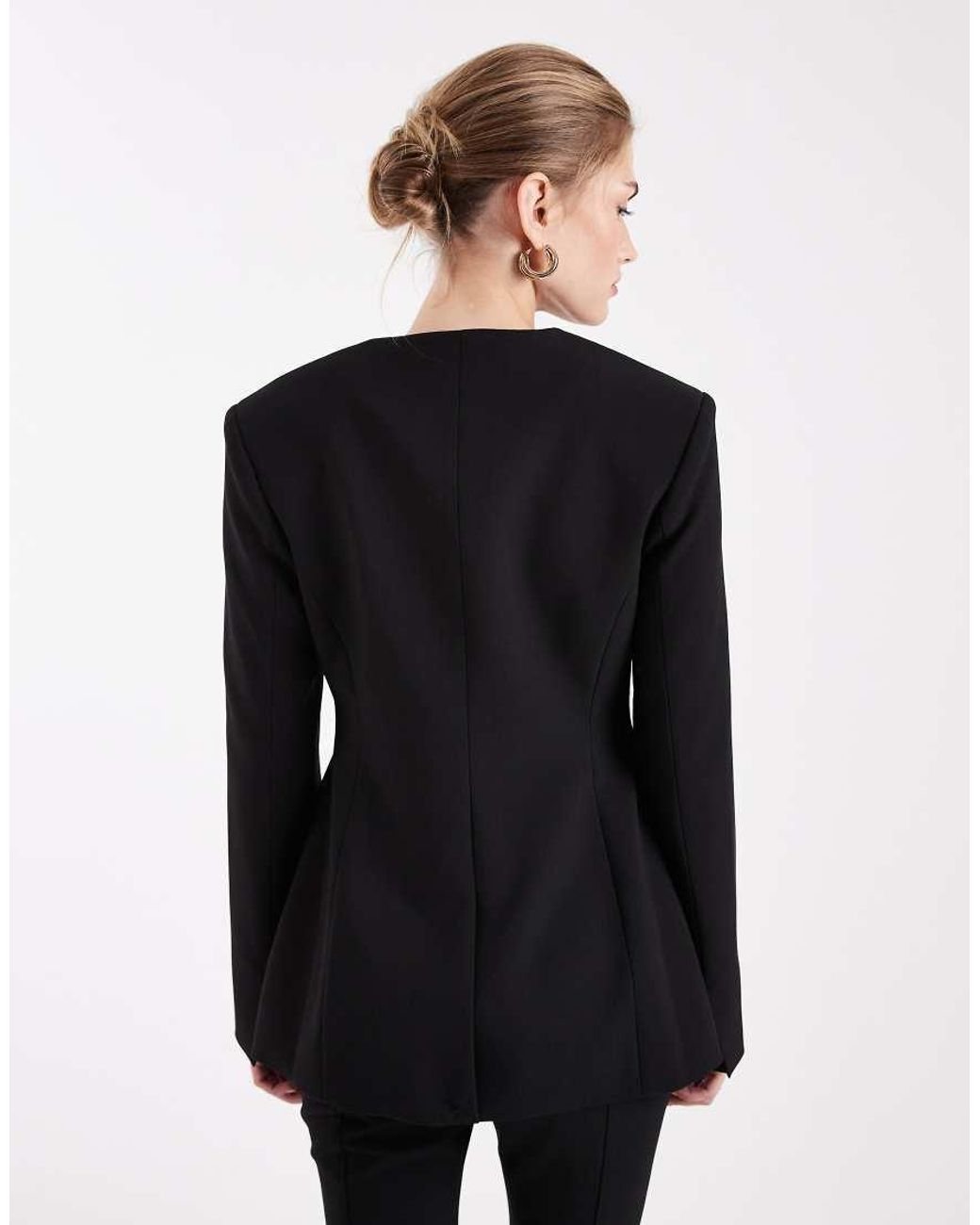 ASOS Black Tailored High Neck Blazer Suit With Mixed Buttons