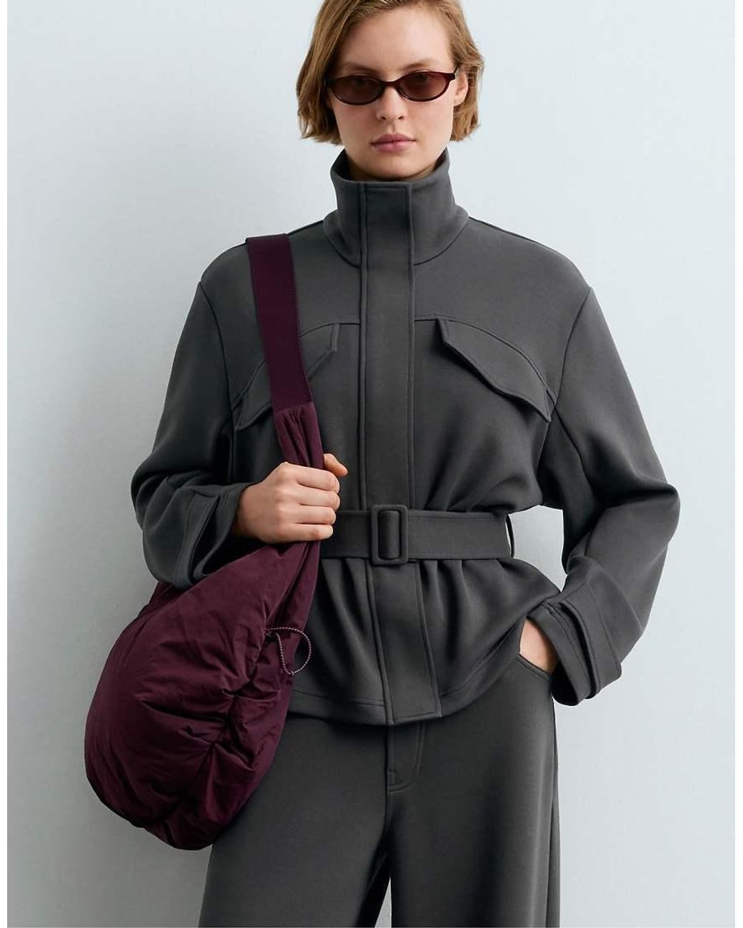 Oysho Purple Gathe Shopper Bag