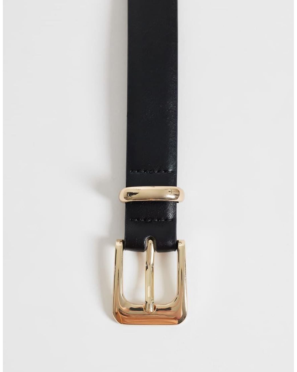 Mango White Faux Leather Classic Belt