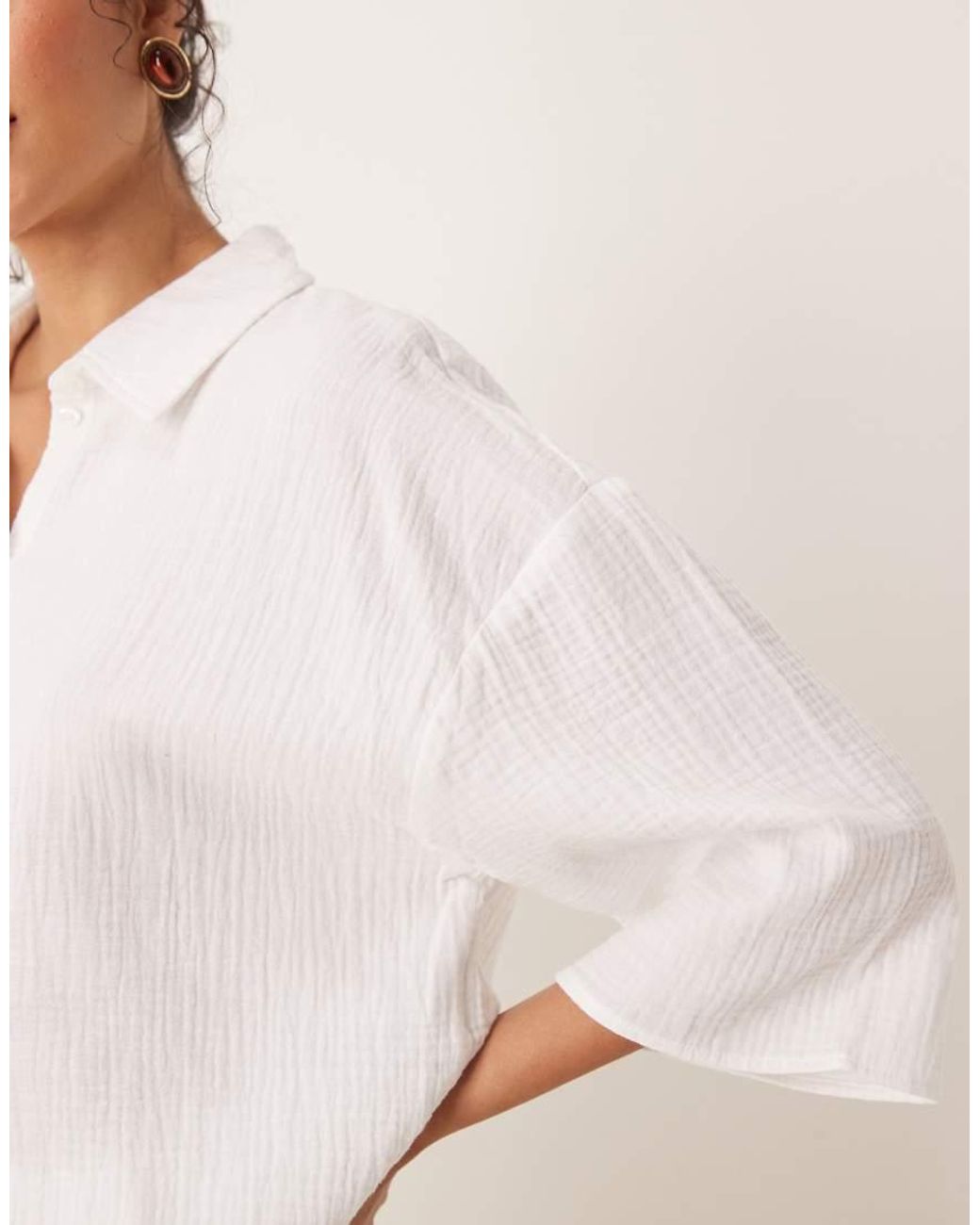 Jdy White Cropped Cheesecloth Shirt Co-Ord