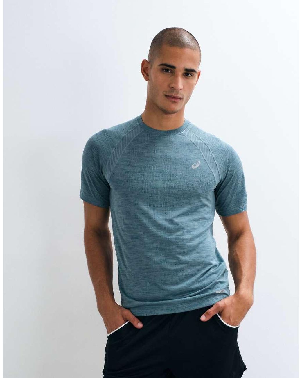 Asics Blue Short Sleeve Running T-shirt for men