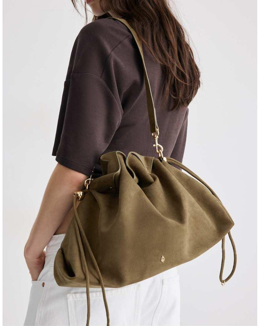 Stradivarius Green Ruched Shoulder Bag