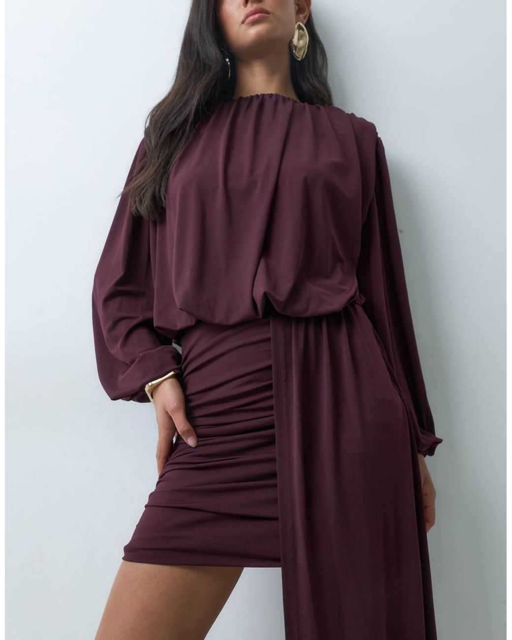 Pretty Lavish Red Jersey Draped Sash Detail Mini Dress