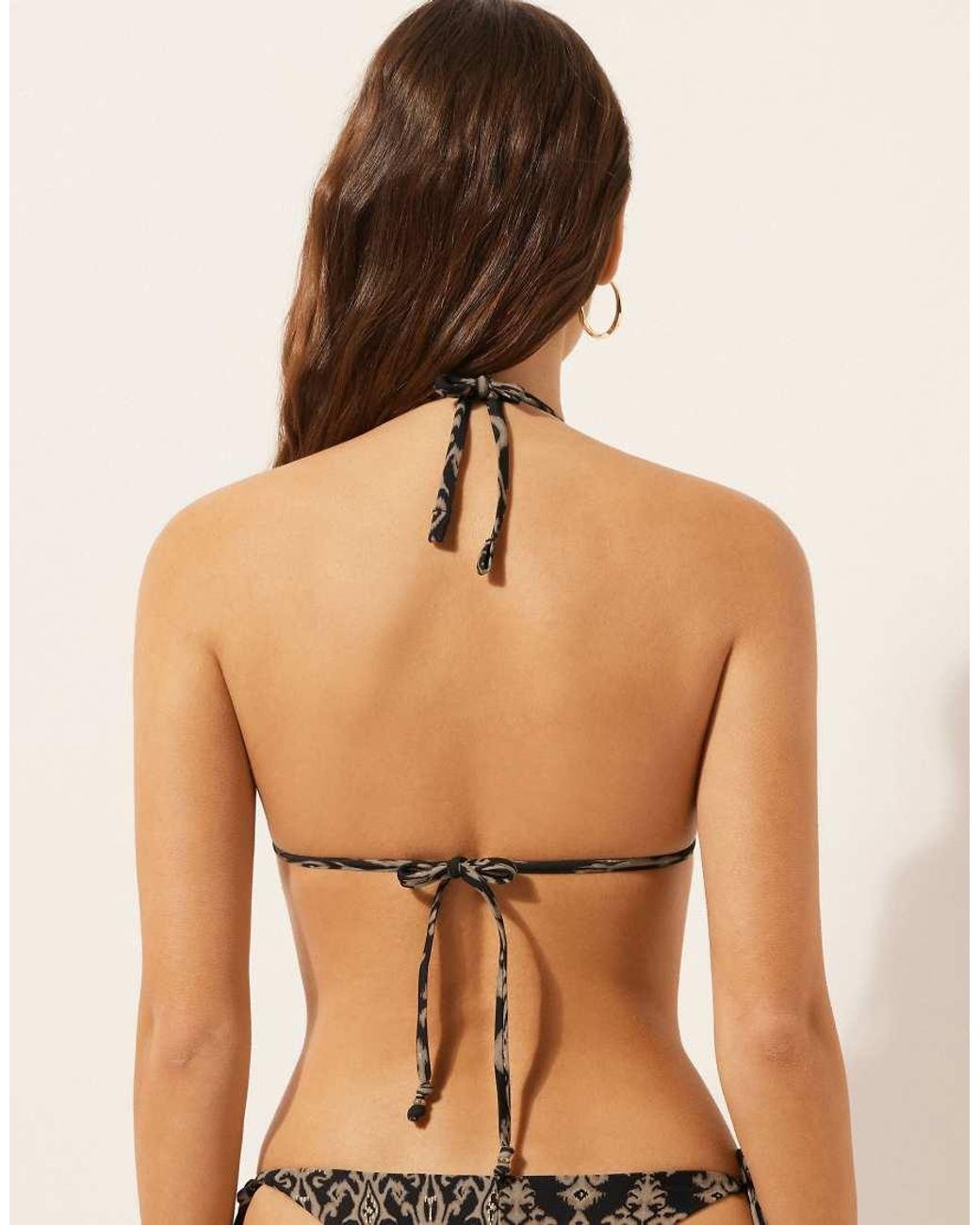 Calzedonia Brown Triangle Bikini Top Golden