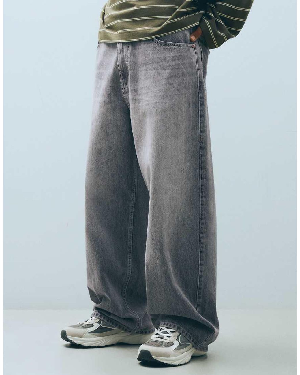 Bershka Green Tall Super Baggy Jeans for men