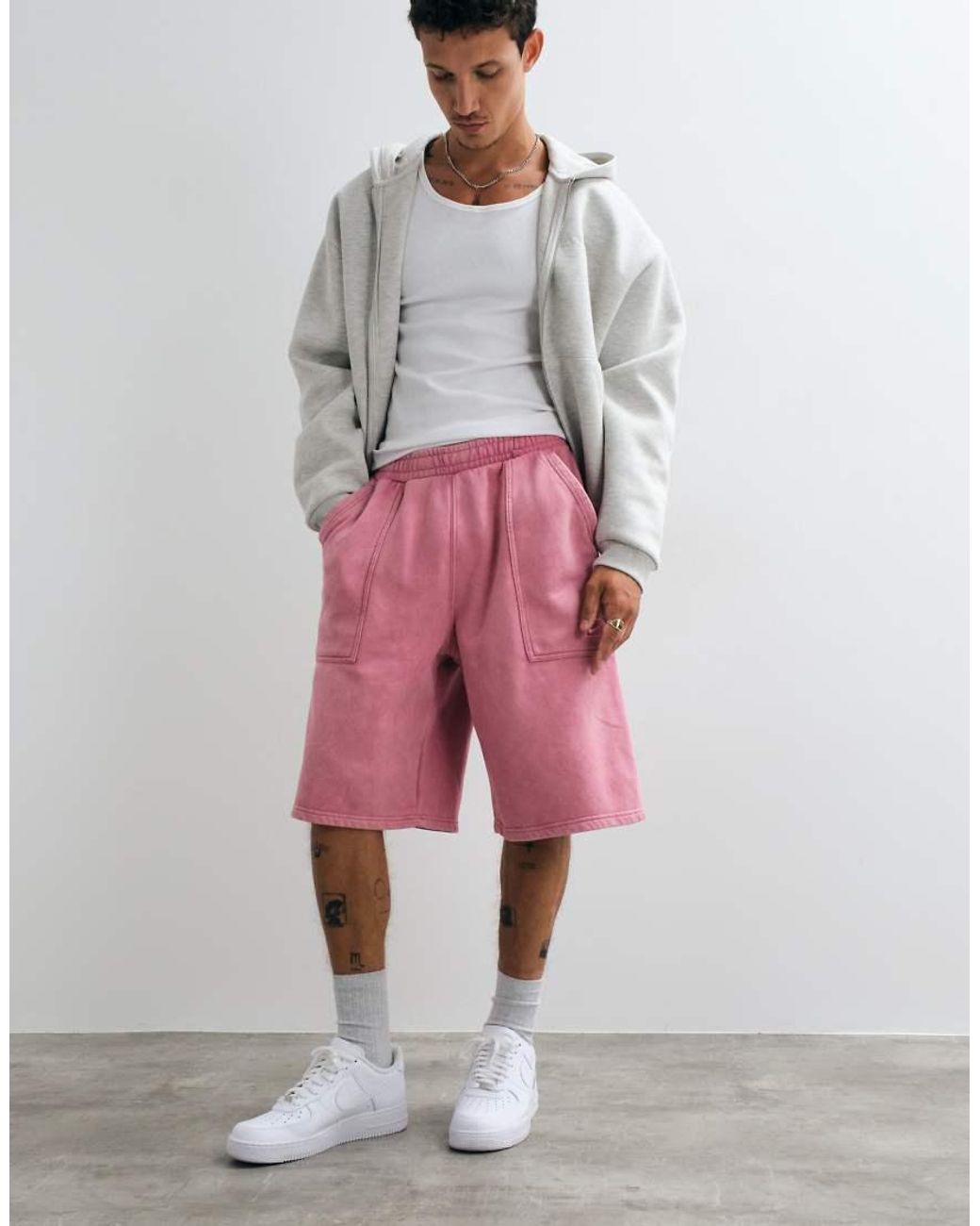 Nike White Street Jersey Logo Back Pocket Shorts for men
