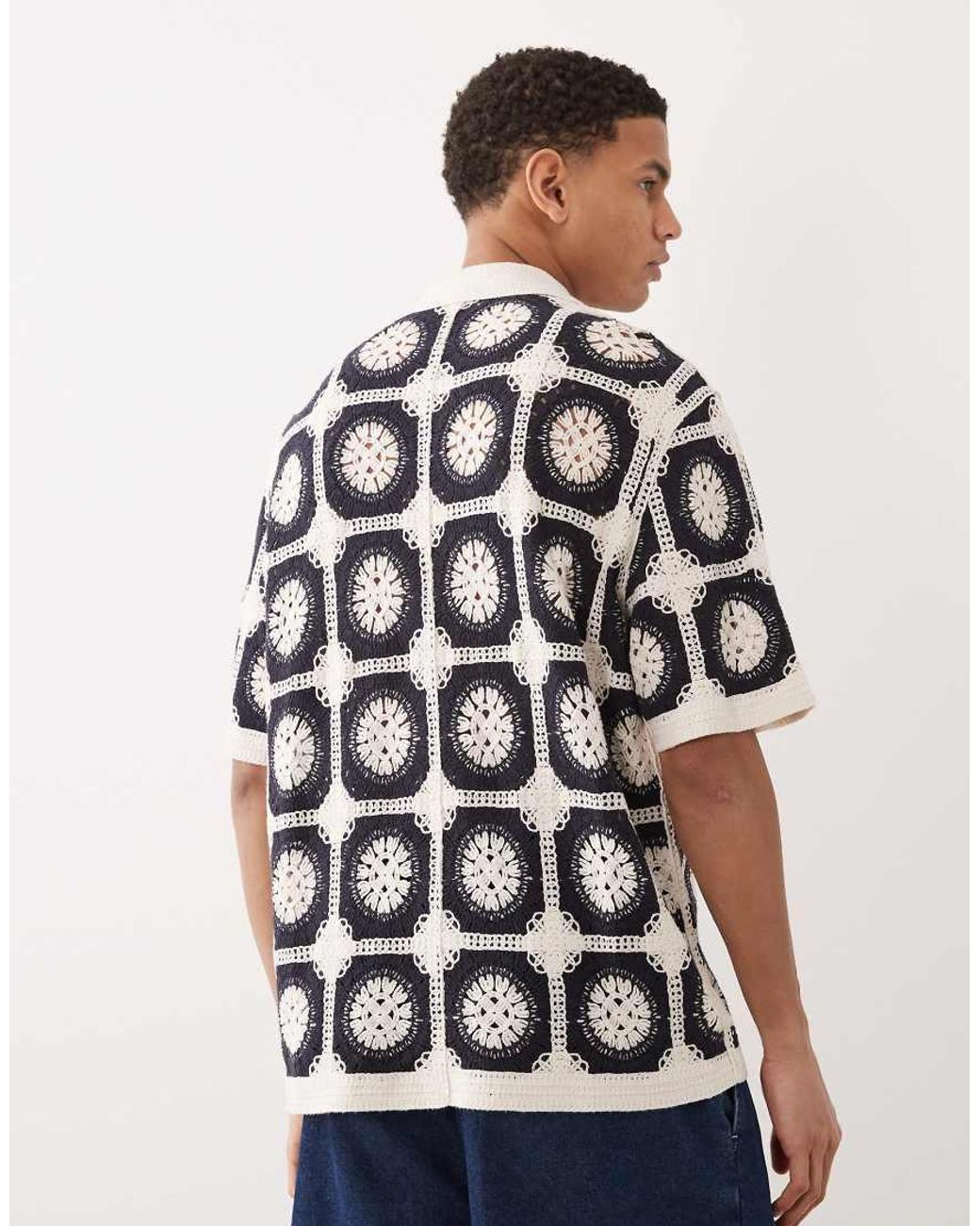 Jack & Jones Blue Crochet Pattern Shirt for men