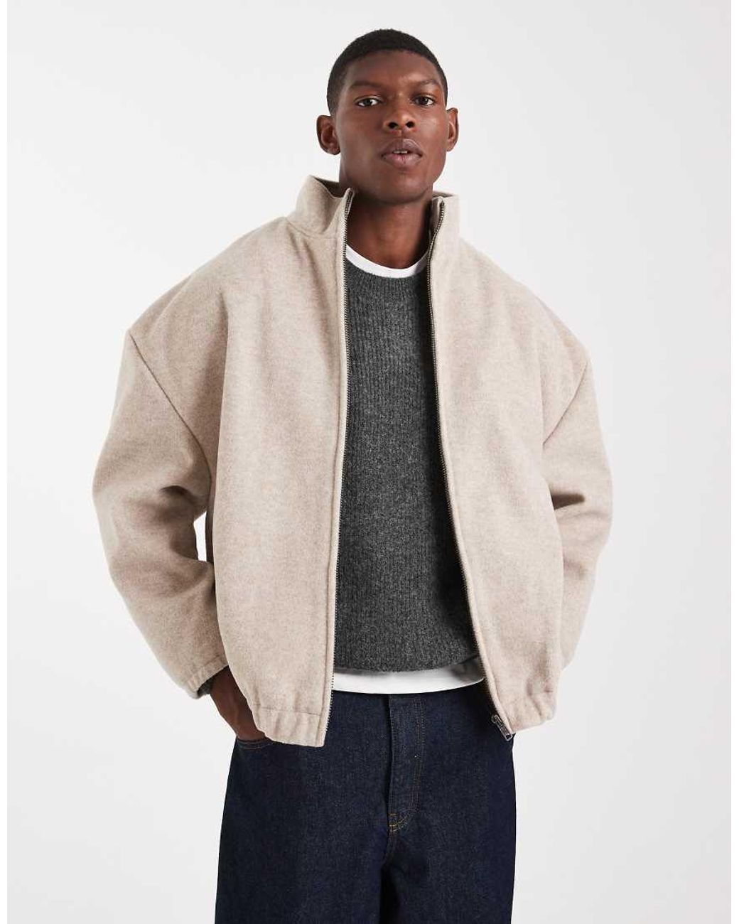 ASOS Natural Wool Look Track Jacket for men