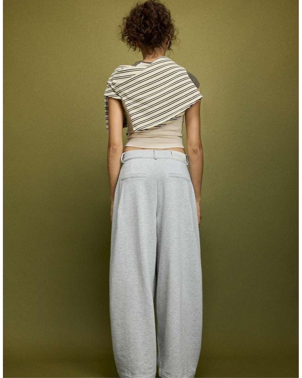 Stradivarius Green Volumised Pleated joggers