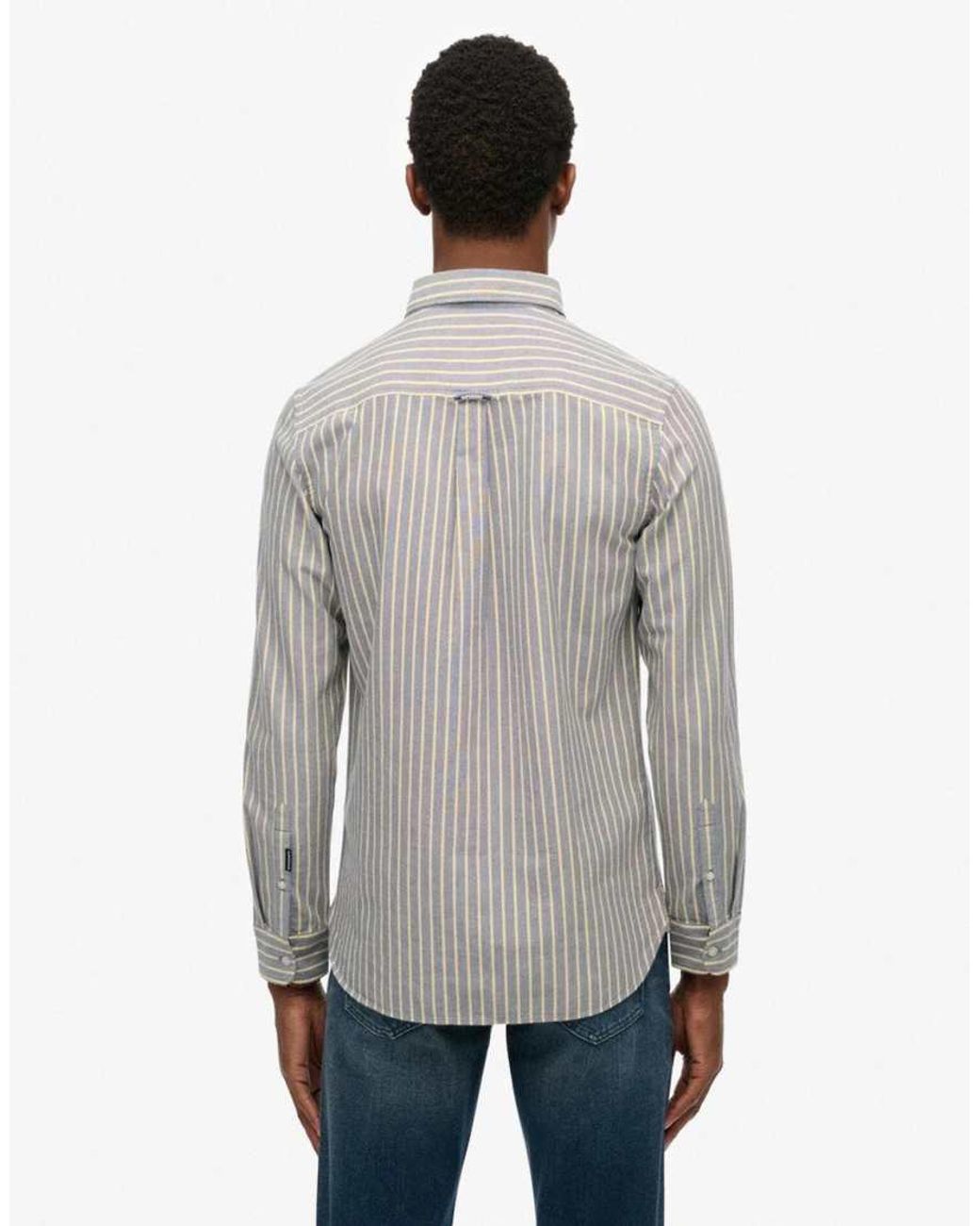 Superdry Blue Classic Oxford Long Sleeve Shirt for men