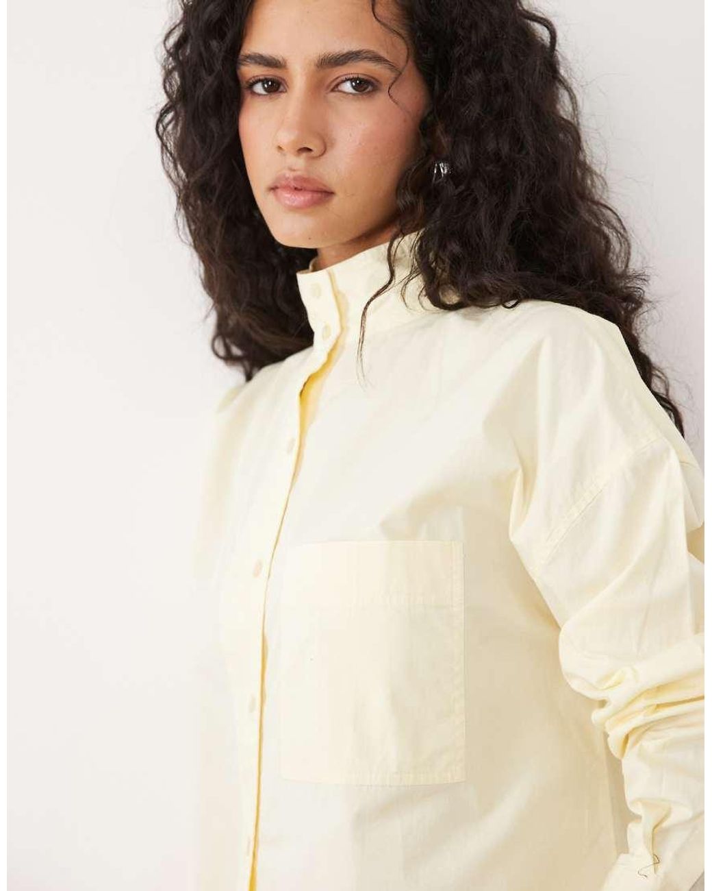 ASOS Natural Funnel Neck Shirt