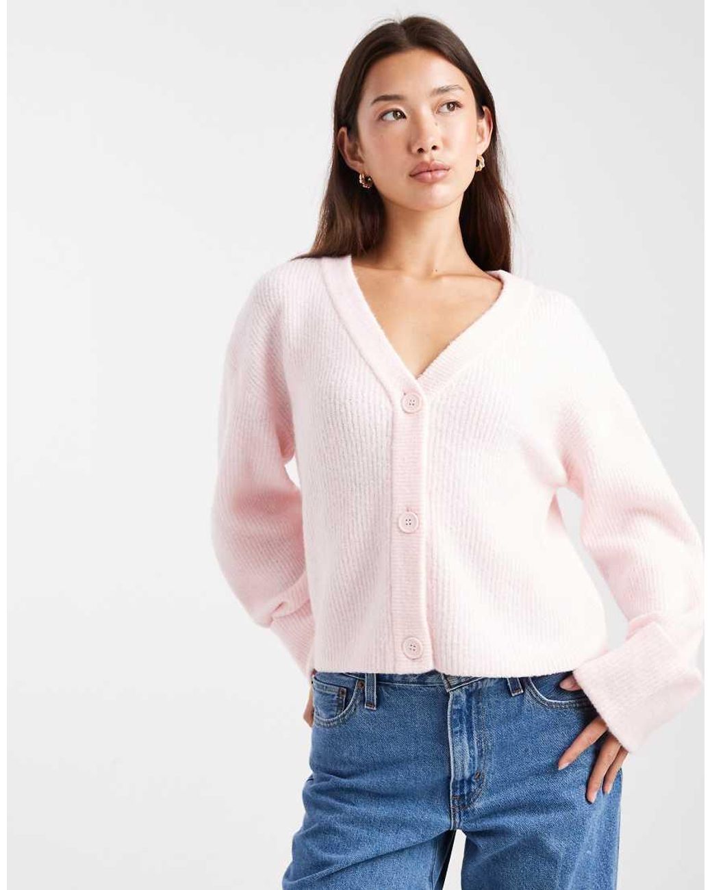 Miss Selfridge White Wide Cuff V Neck Cardigan