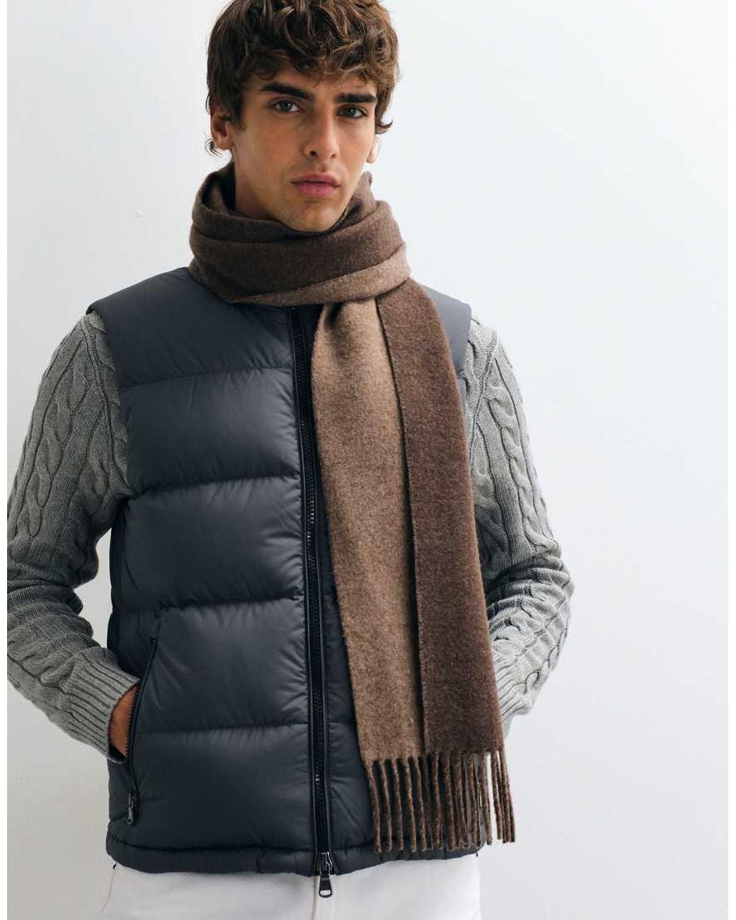 Polo Ralph Lauren Gray Classic Reversible Scarf With Logo for men
