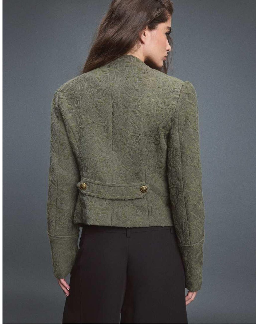 Stradivarius Gray Jacquard Blazer