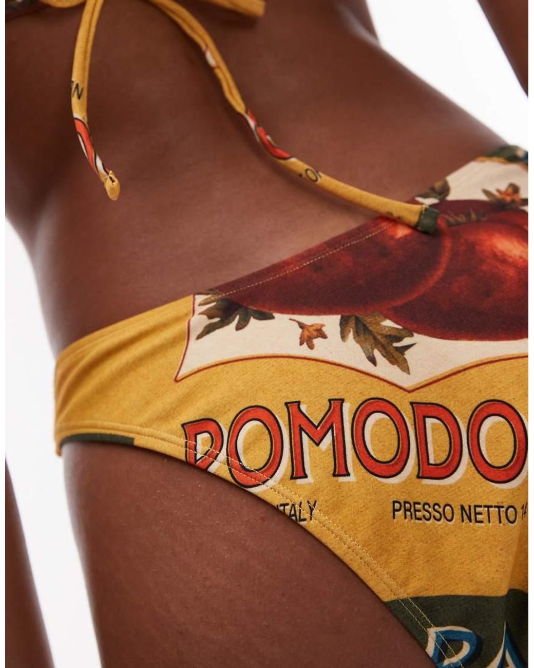 TOPSHOP Brown Amalfi High Leg Brief Bikini Bottoms