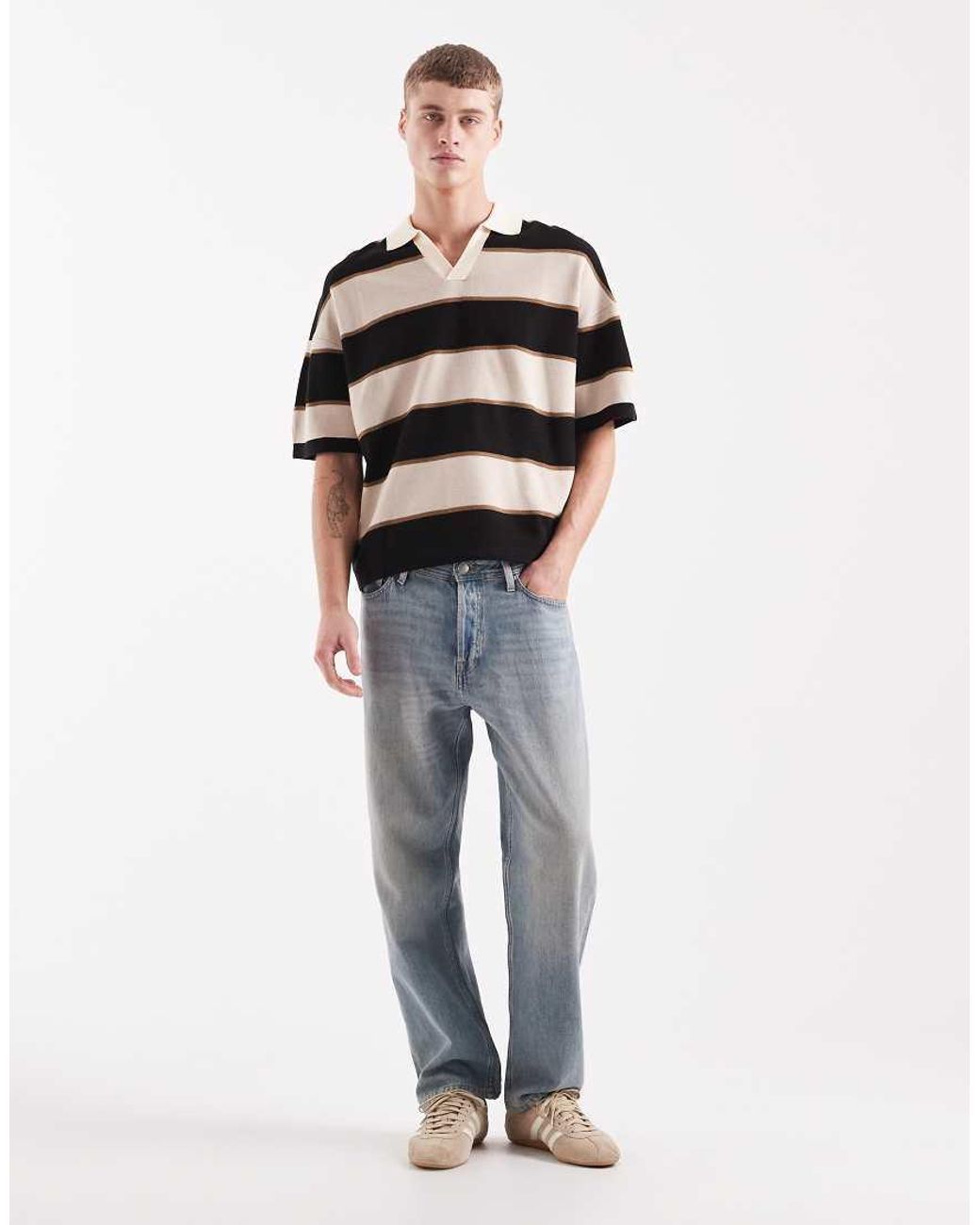 ASOS Multicolor Relaxed Knit Striped Polo for men