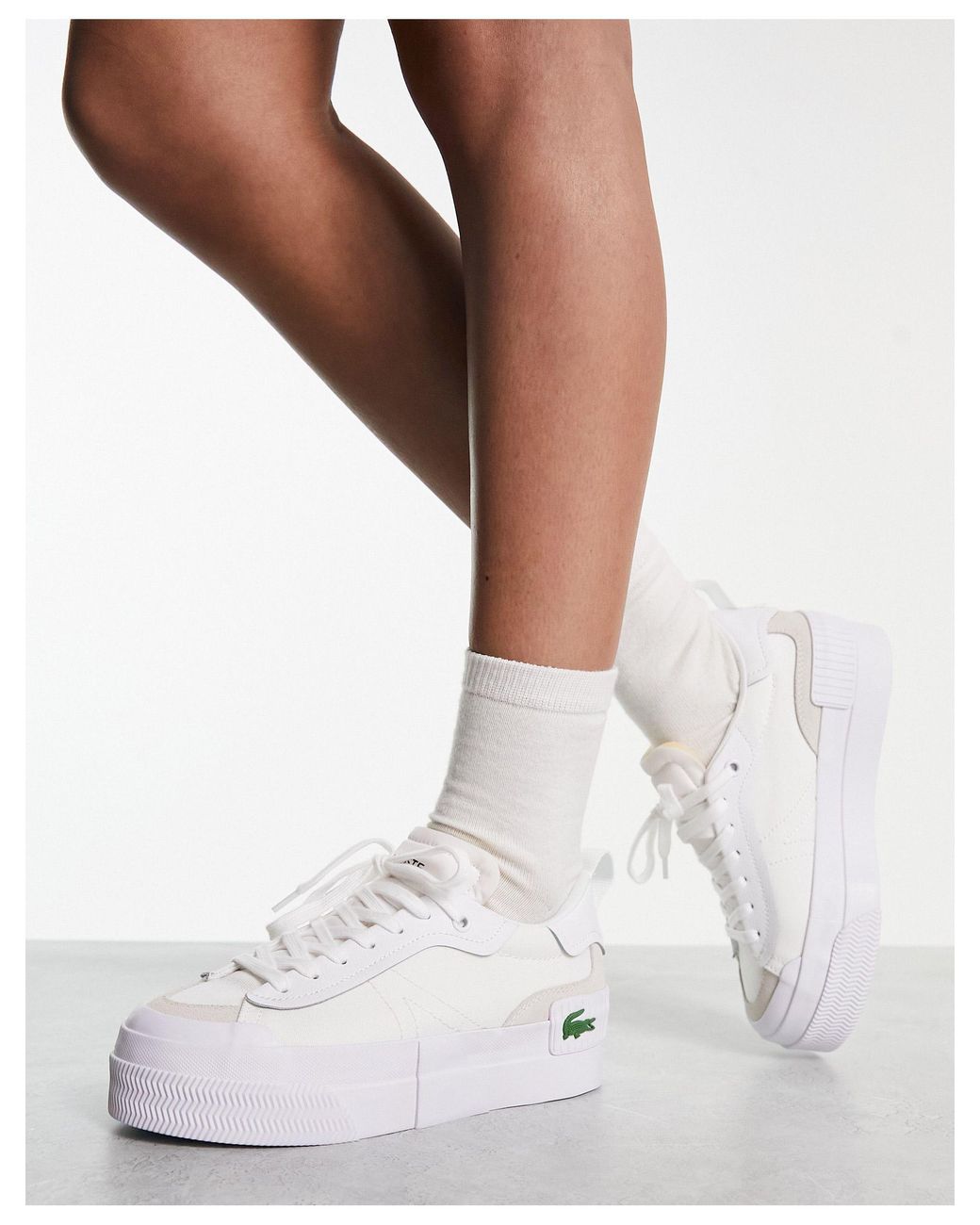 White high hot sale platform trainers