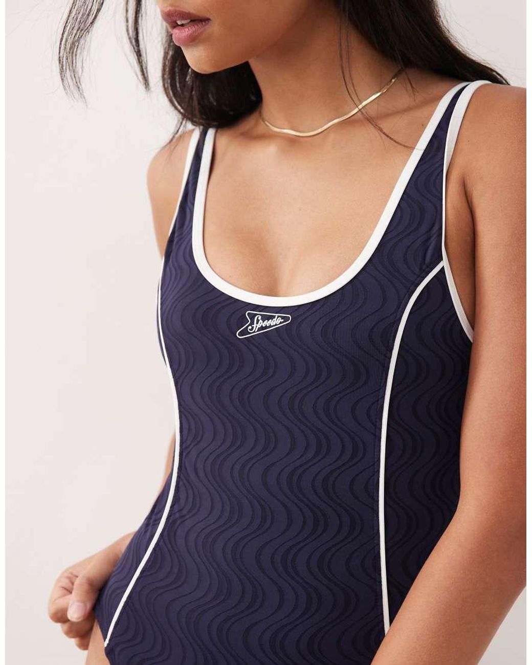 Speedo Blue Jetstream Texture Bound Scoop Swimsuit